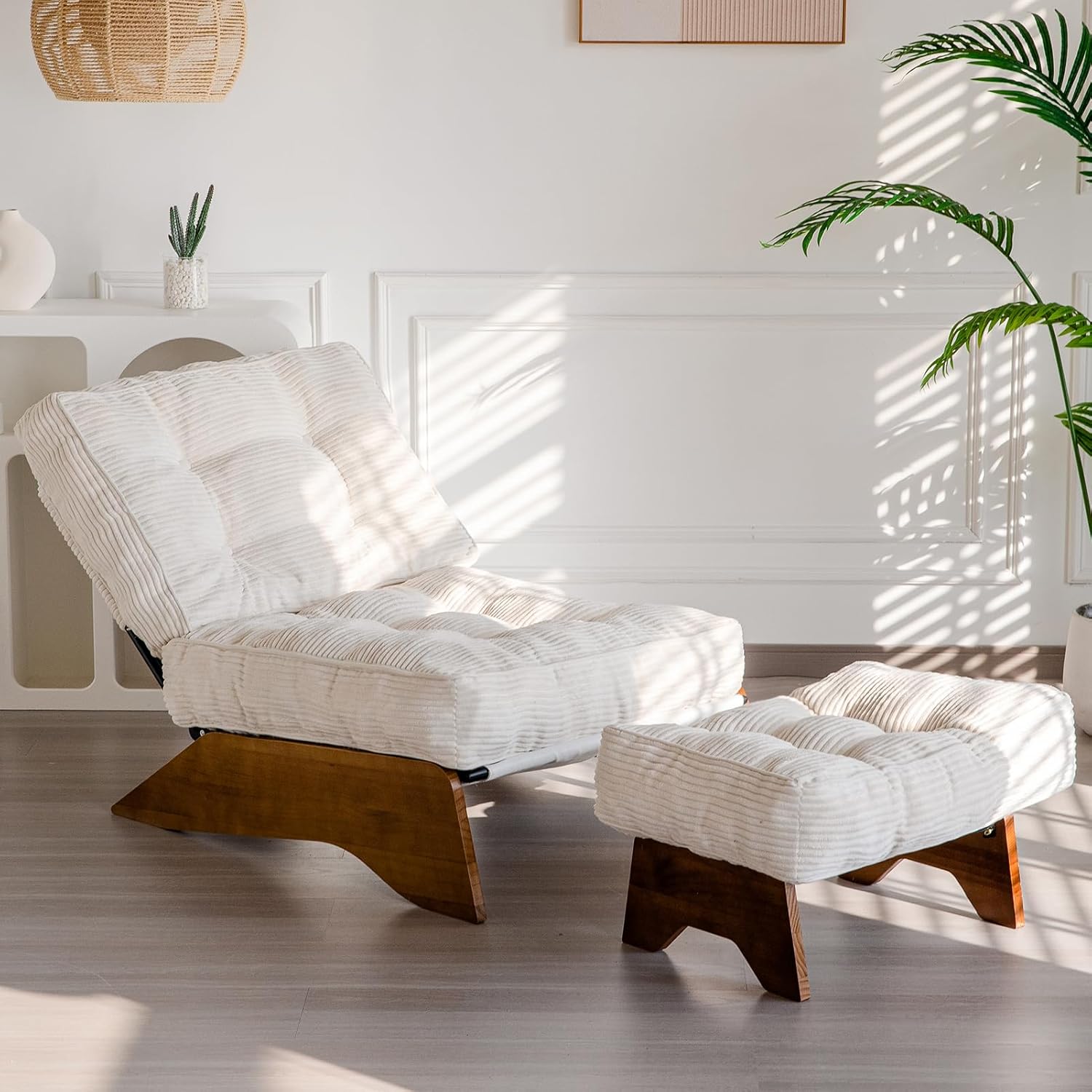 Accent Chair & Ottoman Set with Adjustable Backrest