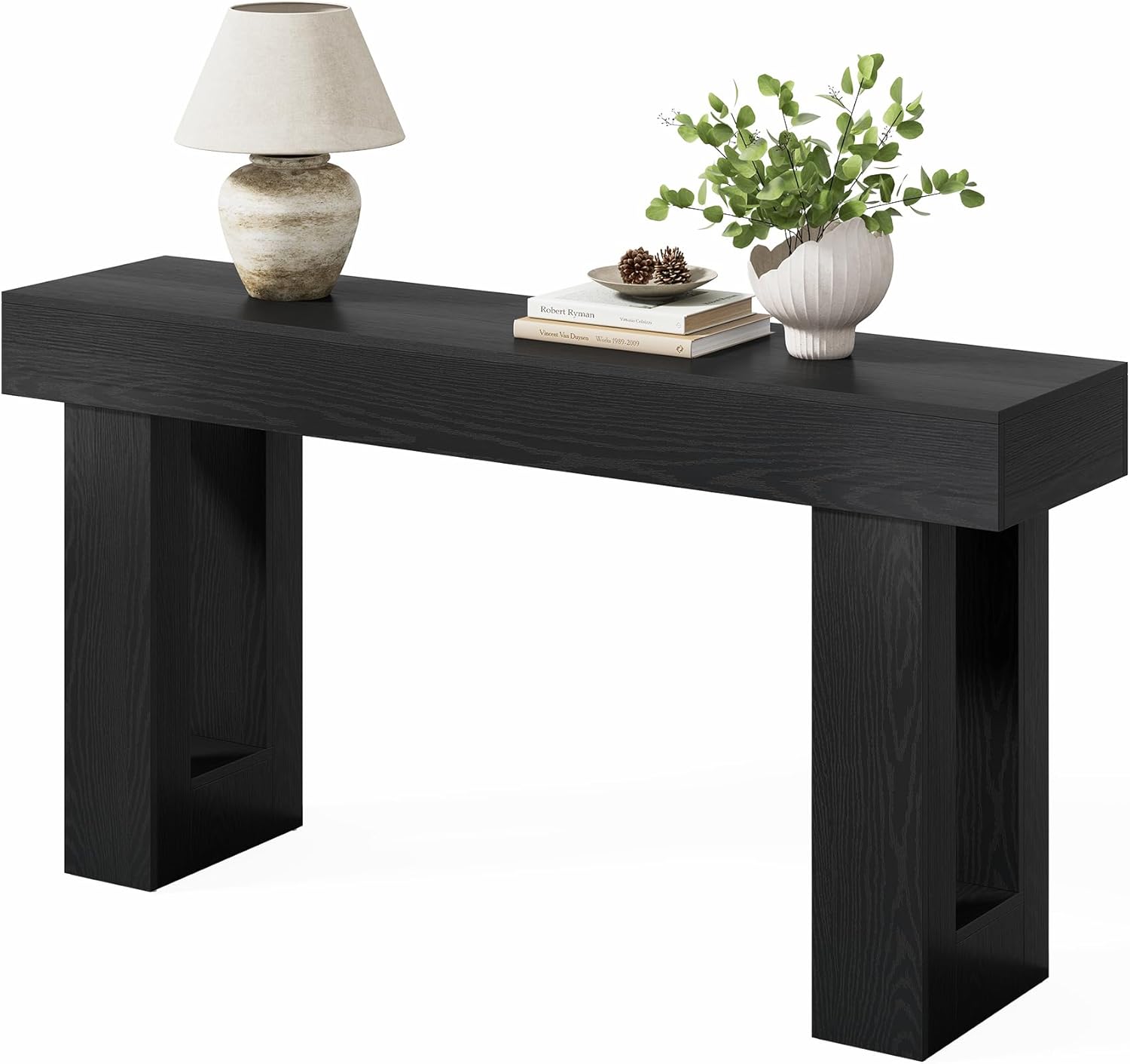 Industrial 63" Wooden Console Table for Entryway & Living Room - Oak Finish