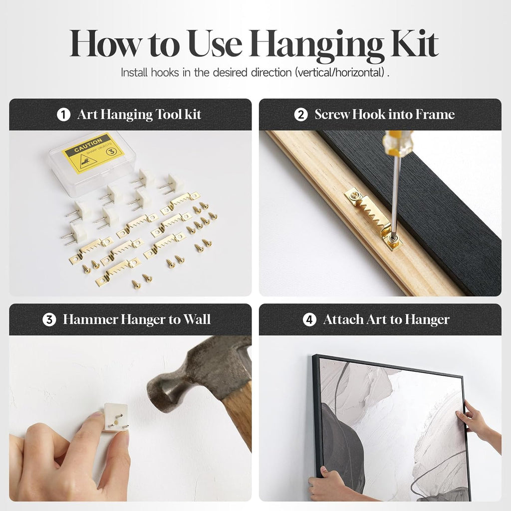 Black & White Abstract Canvas Art Set - 3 Piece Minimalist Decor