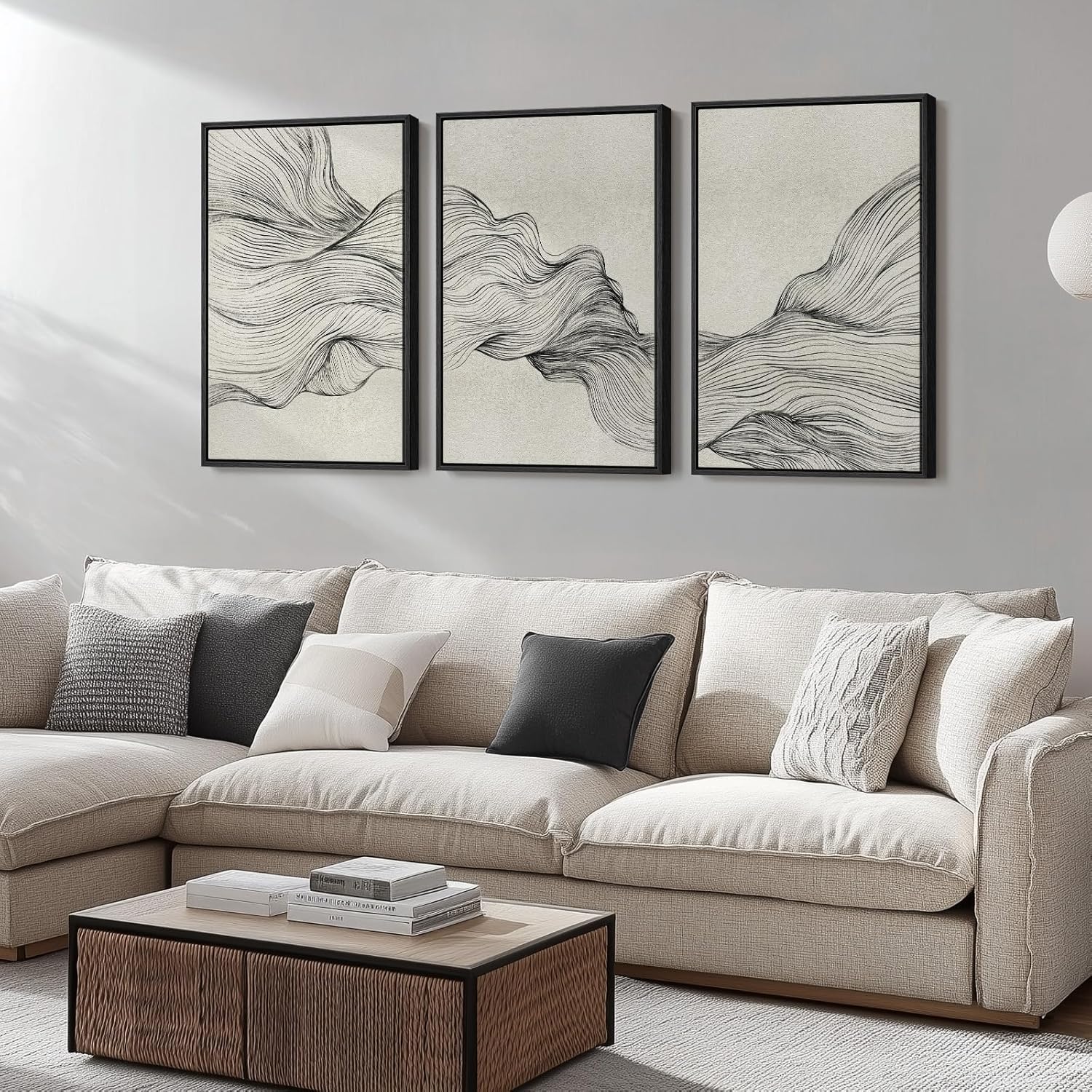 Beige Abstract Wall Art Set 3-Piece Framed Art