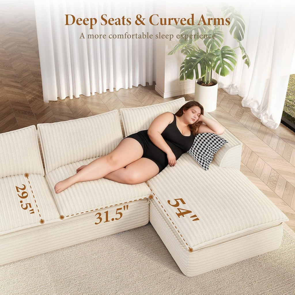 Oversized 7-Seater Modular Sofa with Chaise & Ottoman