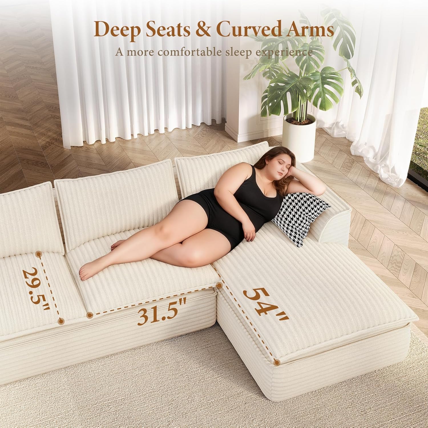 Oversized 7-Seater Modular Sofa with Chaise & Ottoman