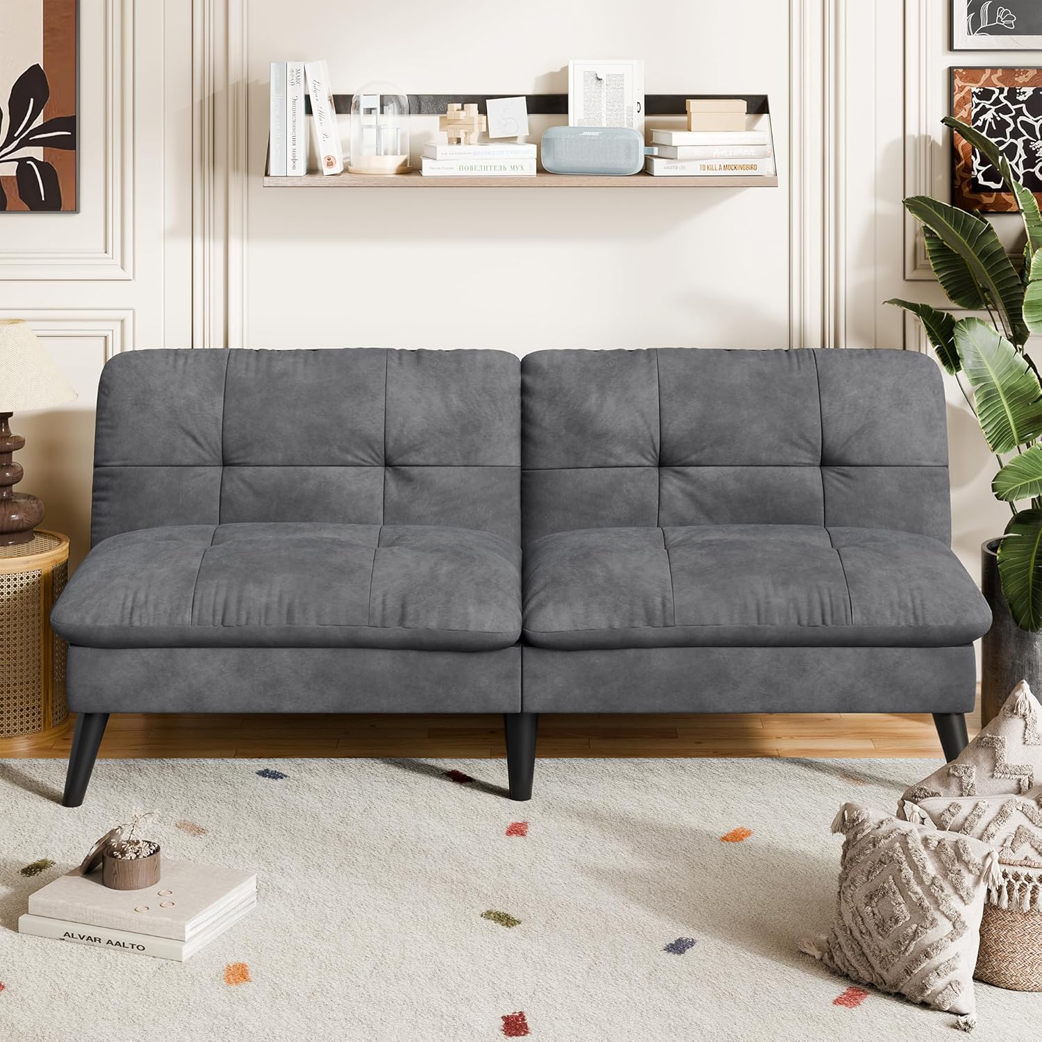 Convertible Velvet Futon Sofa Bed