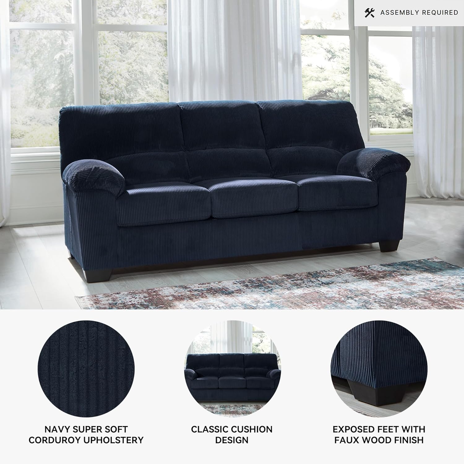 Modern Sofa for Living Room, Blue