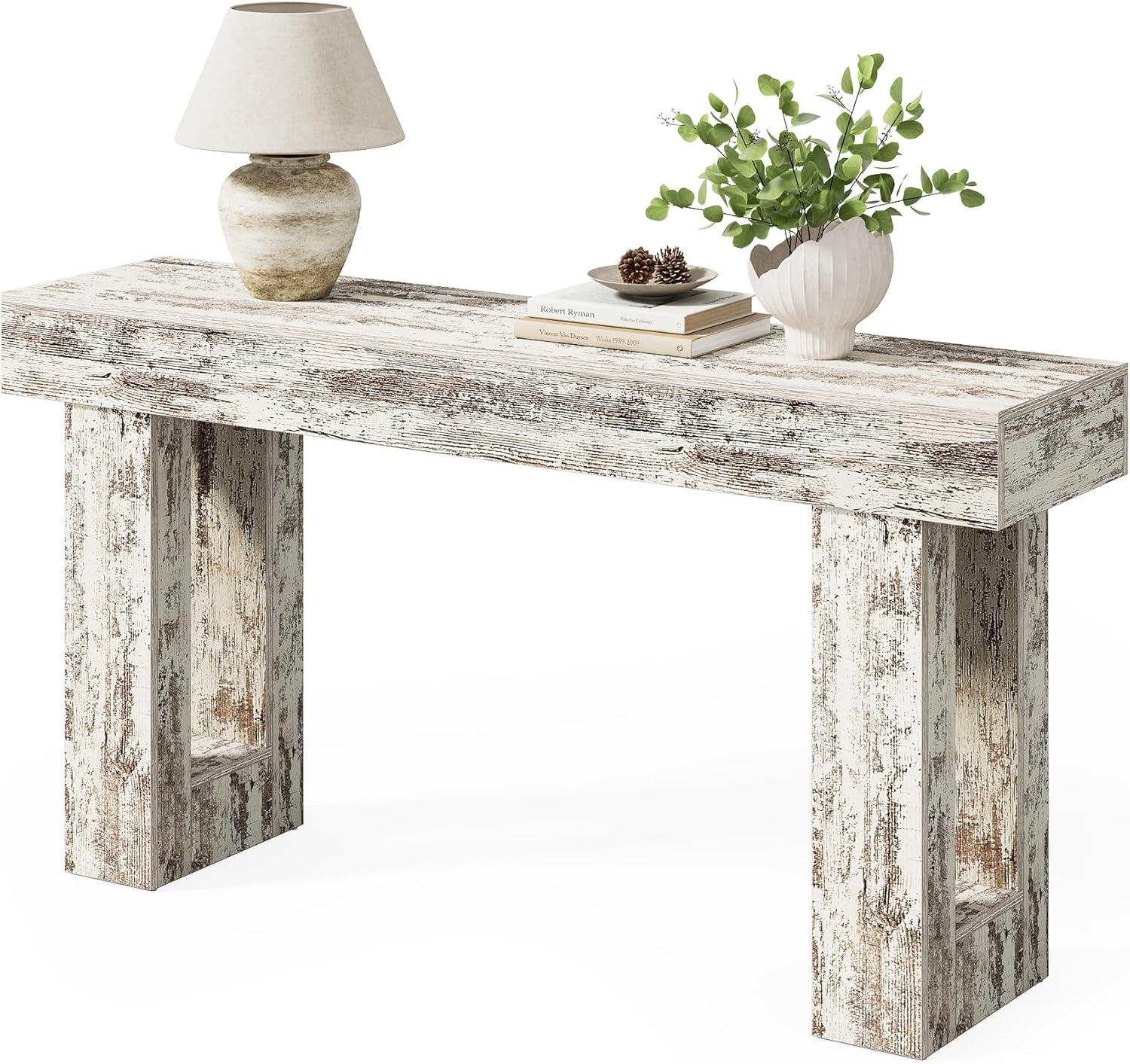 Industrial 63" Wooden Console Table for Entryway & Living Room - Oak Finish