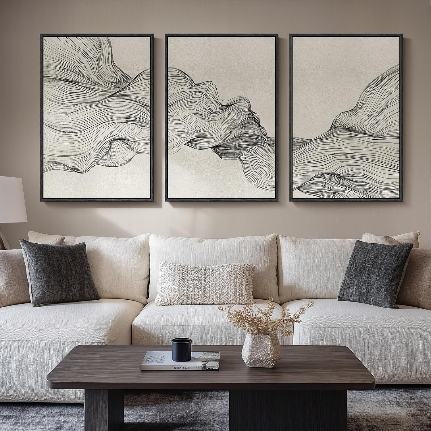 Beige Abstract Wall Art Set 3-Piece Framed Art