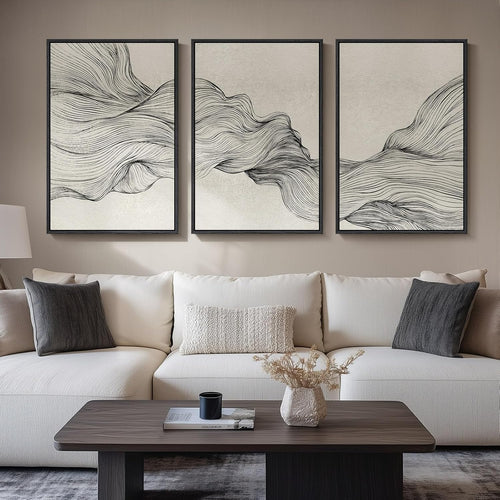 Beige Abstract Wall Art Set 3-Piece Framed Art