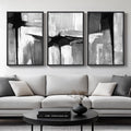 Black & White Abstract Canvas Art Set - 3 Piece Minimalist Decor