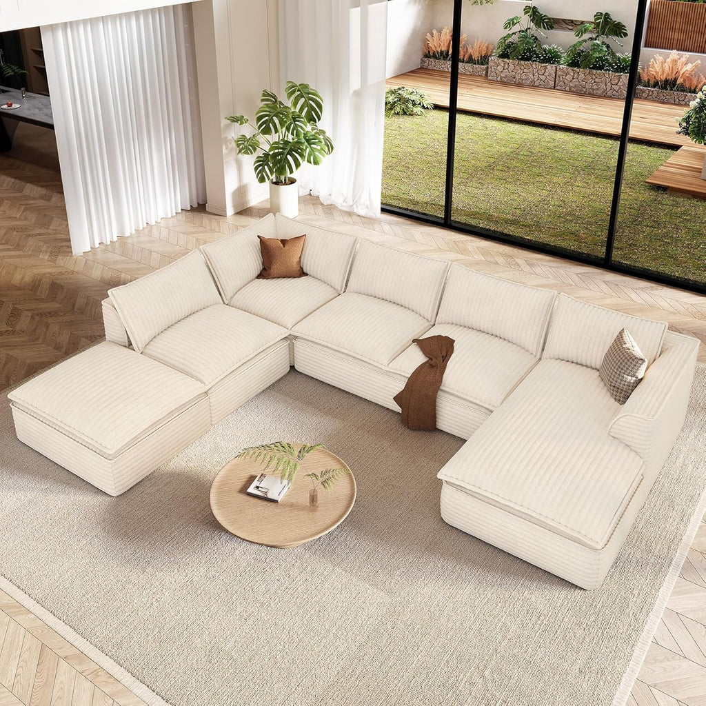 Oversized 7-Seater Modular Sofa with Chaise & Ottoman