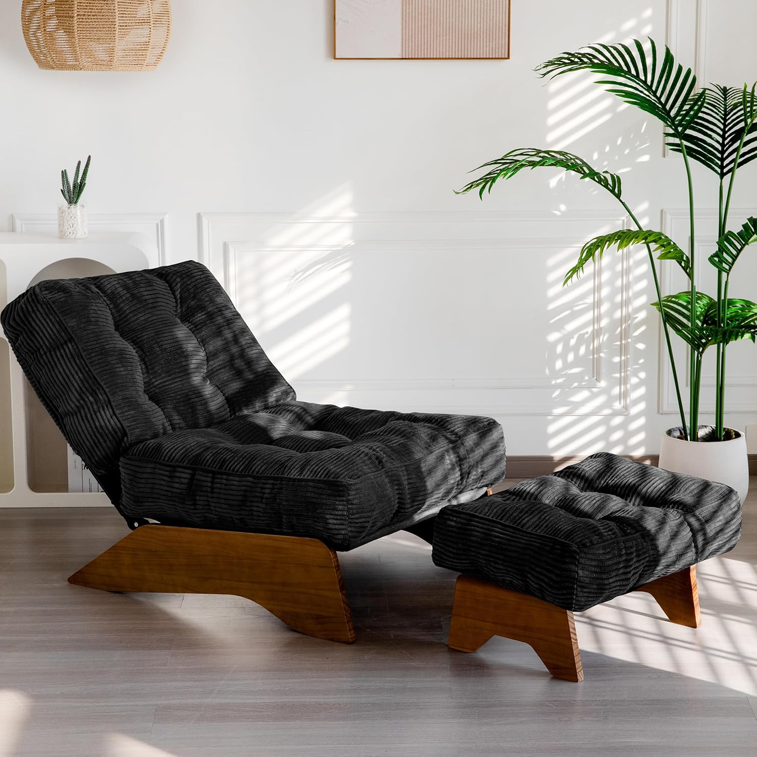 Accent Chair & Ottoman Set with Adjustable Backrest