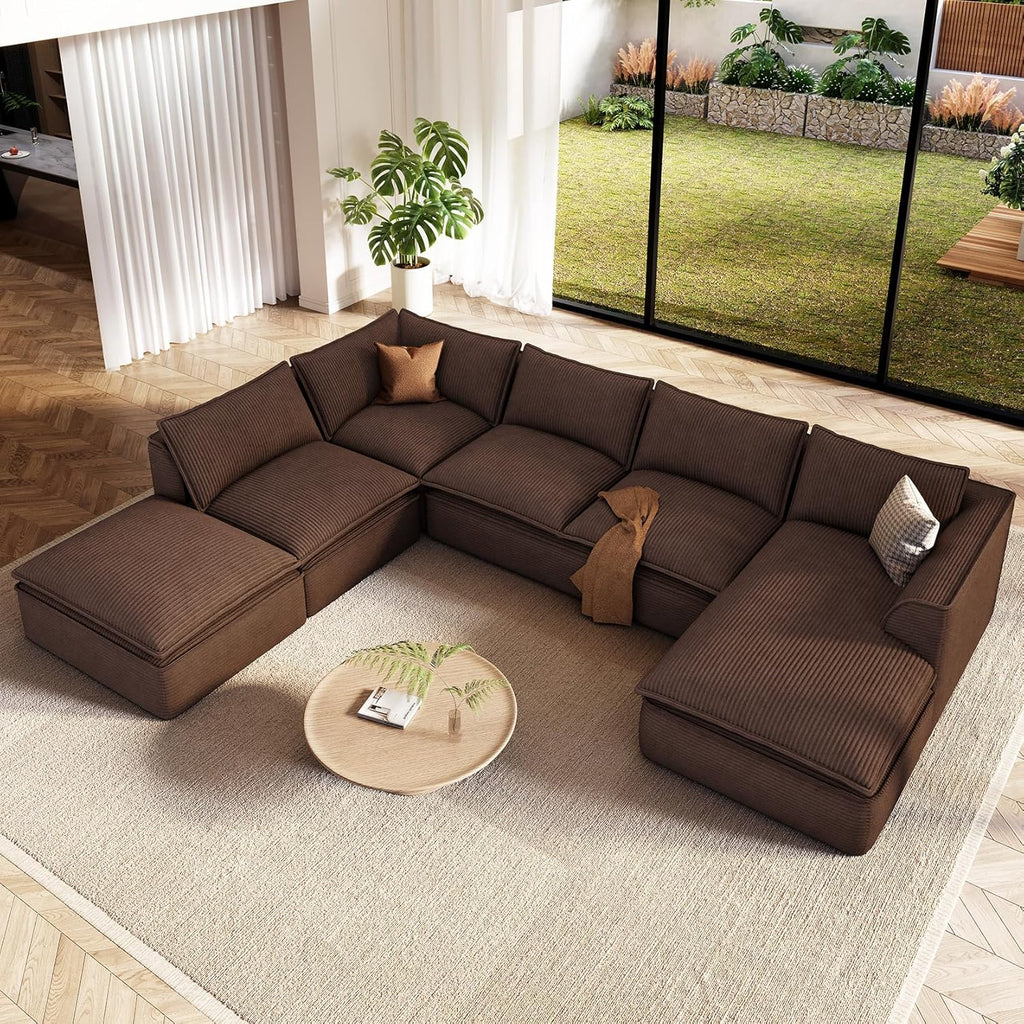 Oversized 7-Seater Modular Sofa with Chaise & Ottoman