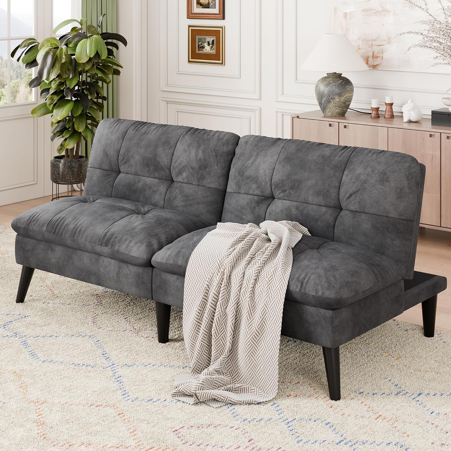 Convertible Velvet Futon Sofa Bed