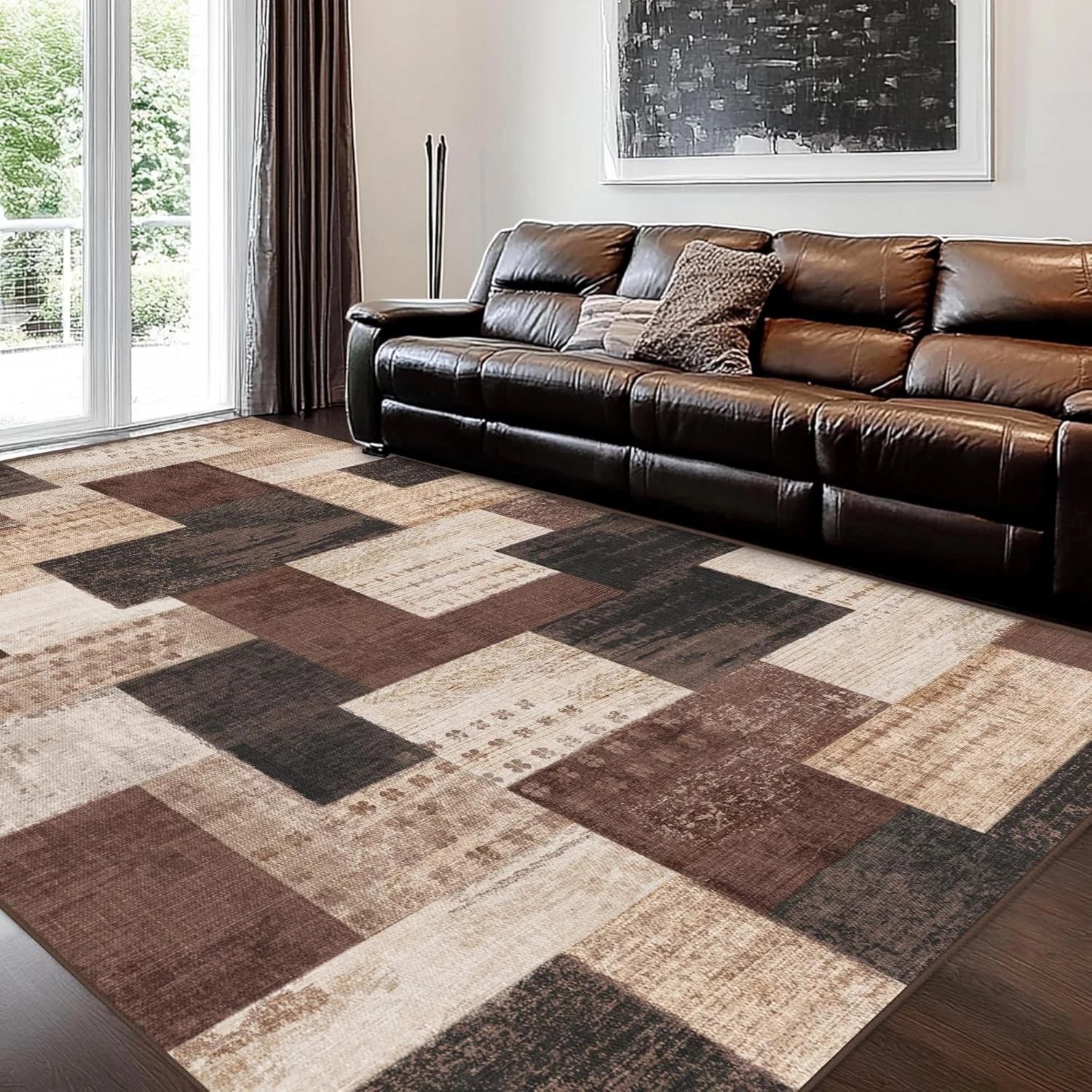 Modern Geometric Patchwork Area Rug 8'X10' for Living Room & Office